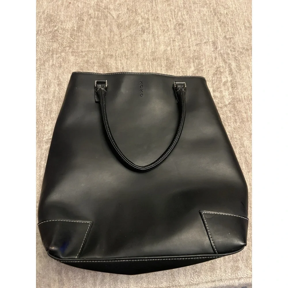 XOXO Tote Black Shoulder Handbag Retro Bucket Bag Vegan Leather